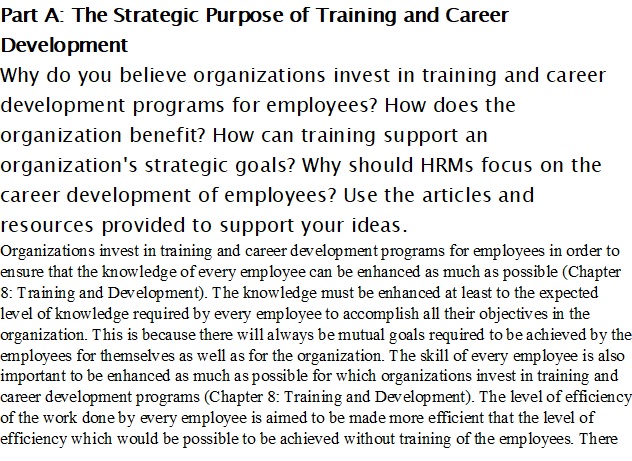 Week 5 Part A The Strategic Purpose of Training and Career Development